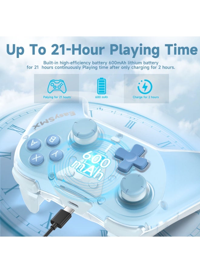 Classic Gamepad EasySMX T39 Switch Controller Bluetooth Gaming Controller Compatible with Switch/Switch Lite/OLED with Protective Case/TURBO Burst Function & Screenshot Function/NFC Function/Precise Direction Control Design & Lock Function/6-Axis Gyro Motion Control/Hall Sensor Joystick/4-Level Vibration Feedback/One Key Wake Up 600mAh Battery Paly for 21 hours Light Weight Ergonomics 9 Colors RGB Lighting