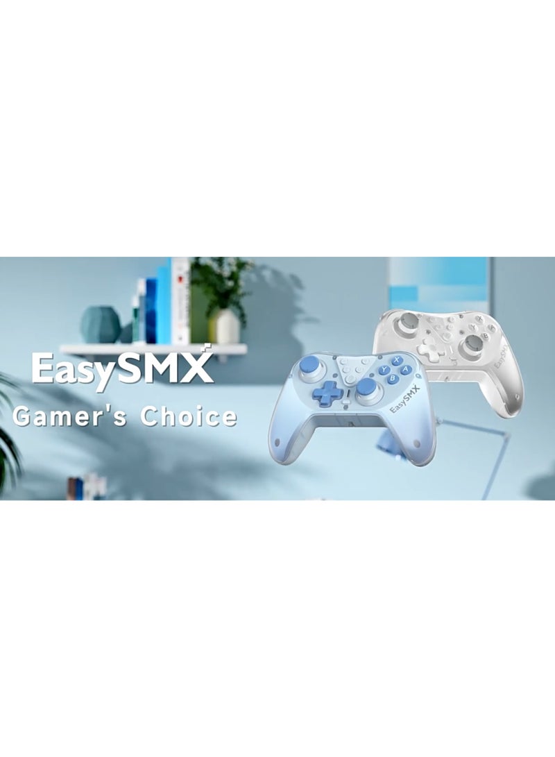 Classic Gamepad EasySMX T39 Switch Controller Bluetooth Gaming Controller Compatible with Switch/Switch Lite/OLED with Protective Case/TURBO Burst Function & Screenshot Function/NFC Function/Precise Direction Control Design & Lock Function/6-Axis Gyro Motion Control/Hall Sensor Joystick/4-Level Vibration Feedback/One Key Wake Up 600mAh Battery Paly for 21 hours Light Weight Ergonomics 9 Colors RGB Lighting