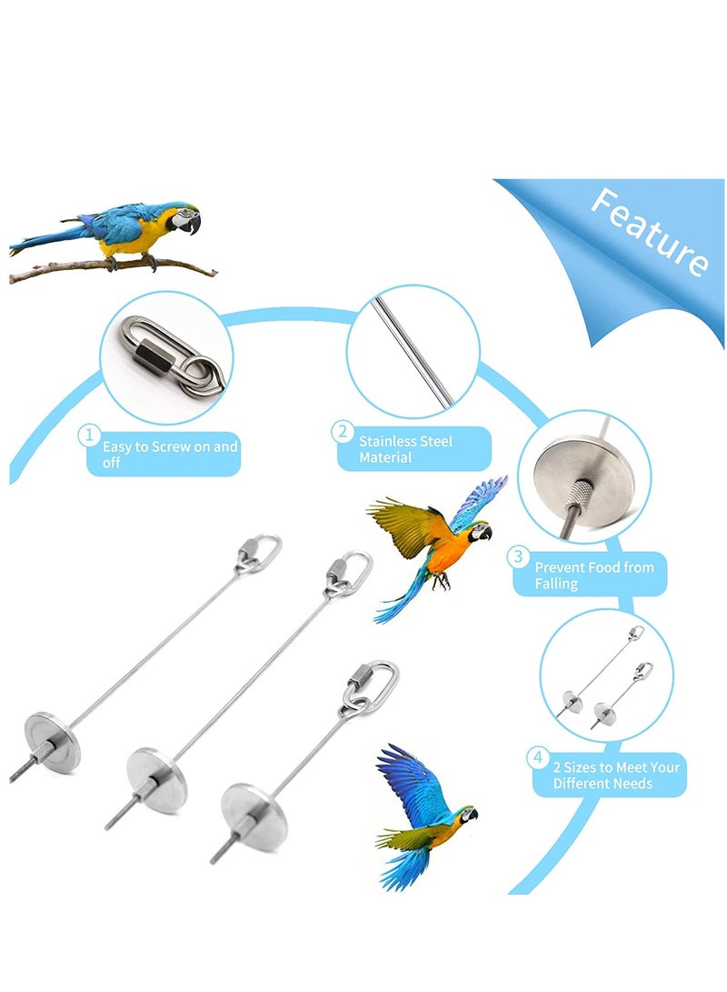SYOSI Bird Feeder for Cage, Bird Foraging Toy, Stainless Steel Bird Food Holder, Small Animal Fruit Vegetable Stick Skewer, Hanging Food Feeding Treating Tool for Parrots c o c katiel Cage 2 Long + 1 Short - Image 4