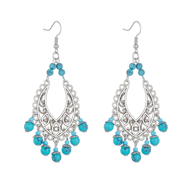 Generic Vintage Ethnic Hair Accessory Pendant Blue earrings