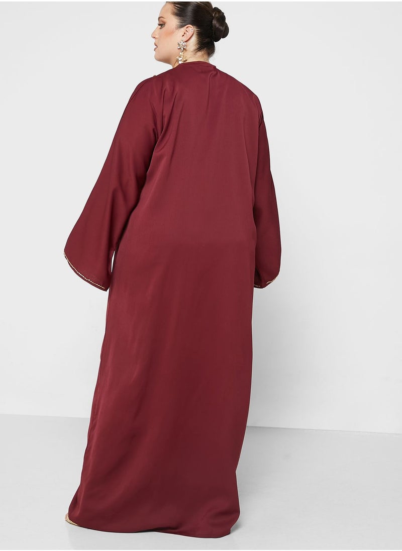 Hayas Closet Curve - V-Neck Embellished Abaya - Image 1