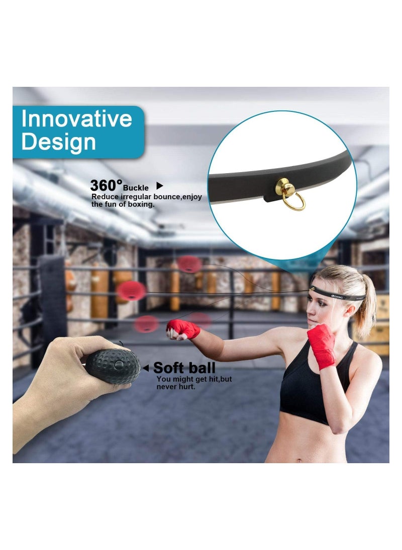 Cuken - Boxing Reflex Ball Fight Ball Reflex Boxing Equipment Punching Ball 3 Difficulty Level Boxing Ball with Headband for Improving Speed Reactions and Hand Eye Coordination - Image 1