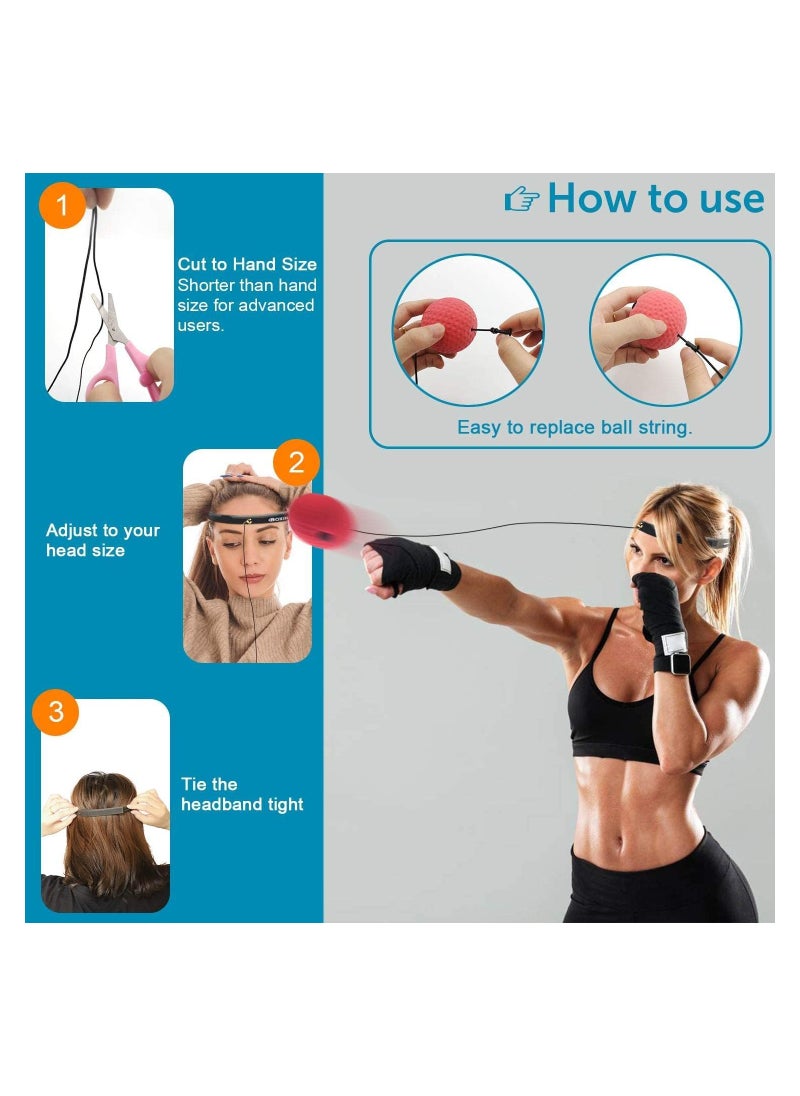 Cuken - Boxing Reflex Ball Fight Ball Reflex Boxing Equipment Punching Ball 3 Difficulty Level Boxing Ball with Headband for Improving Speed Reactions and Hand Eye Coordination - Image 1