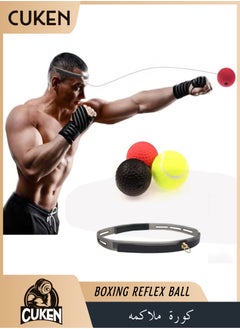 Boxing Reflex Ball Fight Ball Reflex Boxing Equipment Punching Ball 3 Difficulty Level Boxing Ball with Headband for Improving Speed Reactions and Hand Eye Coordination
