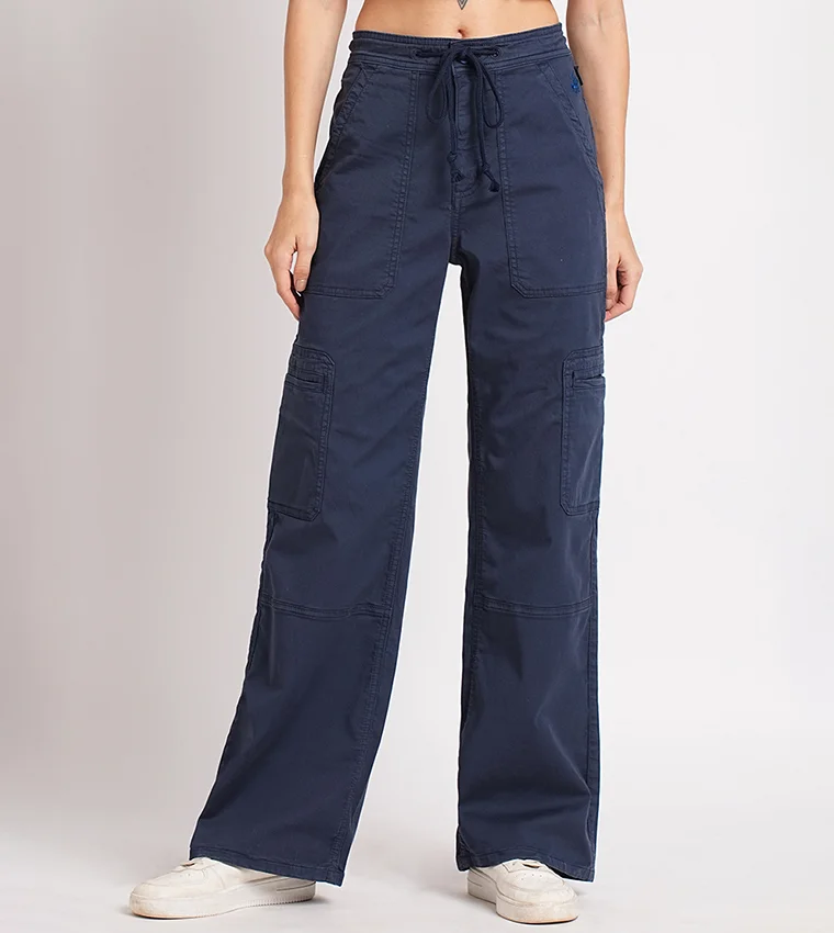 بيفرلي هيلز بولو كلوب بنطلون كارغو واسع الساق للنساء من بيفرلي هيلز بولو كلوب