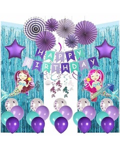 Brain Giggles Brain Giggles Mermaid Theme Birthday Decoration Set - 51pcs  - Image 1