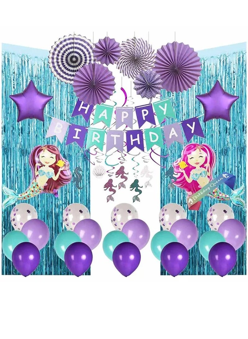Brain Giggles Mermaid Theme Birthday Decoration Set - 51pcs - Image 1