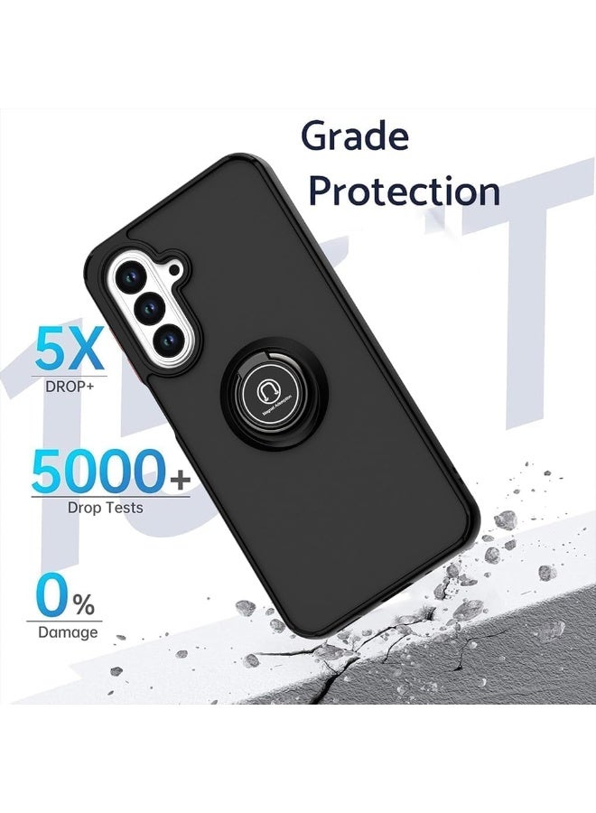 Samsung Galaxy A56 Rotational Metal Ring Kickstand Cover Shockproof Matte Finish Back Case with Magnetic Car Mount for Samsung Galaxy A56 5G Black - Image 2