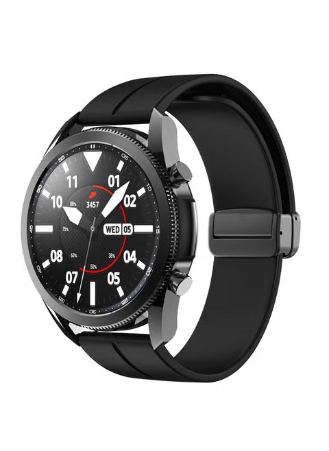 22MM Straps Compatible with Huawei Watch GT5(46MM)/GT4(46MM)/GT3(46MM)/GT3 Pro(46MM)/GT2(46MM)/GT2e(46MM)/GT/GT Runner,Huawei Watch 4/4 Pro/3/3 Pro,Honor Watch 4 Pro/GS3/Magic Watch 2,Soft Silicone Band With Magnetic Buckle for Men,Women,Black