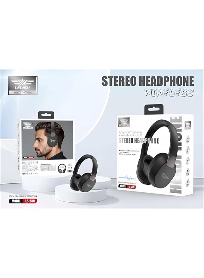LS-239 Stereo Headphones - Dual Noise Reduction - Lightweight and 90 Degree Rotatable Design - Powerful Bass Sound (BLACK) - Image 5