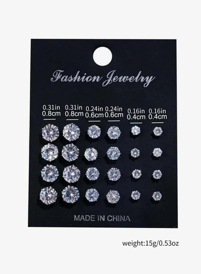 تايك تو طقم أقراط كريستال دبوسية - 12 زوجاً