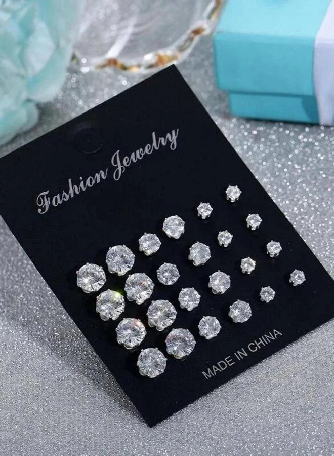 تايك تو طقم أقراط كريستال دبوسية - 12 زوجاً