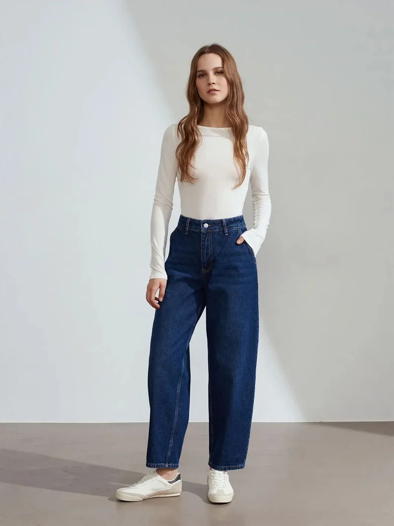 ديلفين Dilvin Women's High-Waist Wide-Leg Jeans