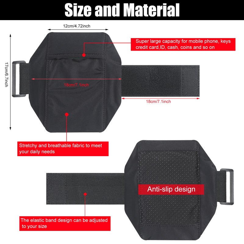 Jadive حزام ساق الهاتف المحمول من جاديف 2 عبوة حزام هاتف للساق حزام ذراع للهاتف الذكي غير قابل للانزلاق محفظة كاحل حزام الساق قابل للتعديل لحقيبة الذراع للنساء والرجال للجري والمشي وركوب الخيل والدراجات النارية (أسود) - Image 2