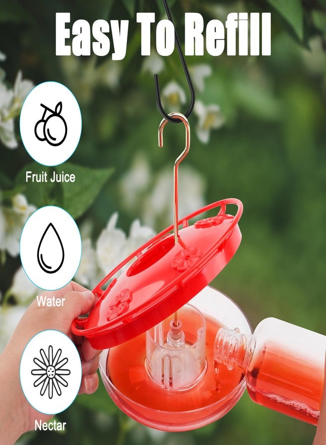 FEED GARDEN مغذيات الطيور الطنانة من فيد جاردن، سعة 16 أونصة، للاستخدام الخارجي، 5 فتحات للتغذية، مقاومة للنمل والنحل، فرش تنظيف مانعة للتسرب، سهلة التنظيف، عبوة واحدة - Image 5