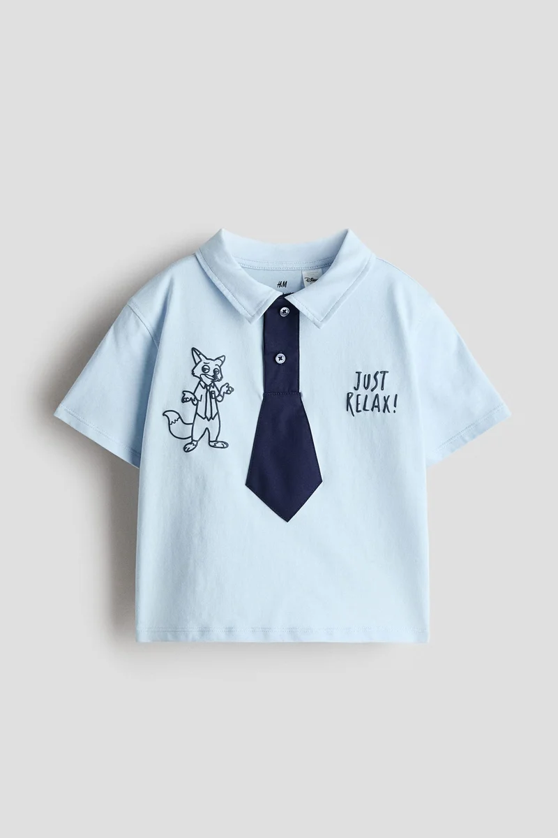 H&M Appliquéd cotton polo shirt