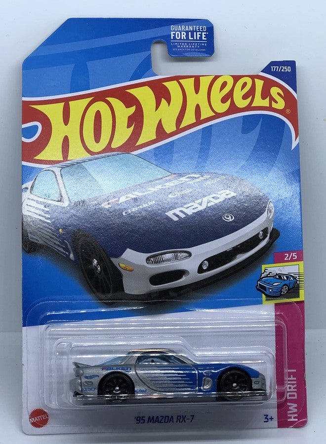 Hot Wheels 2022 - '95 Mazda RX-7 - Silver/Blue - Falken - HW Drift 2/5 - 177/250 - Image 1