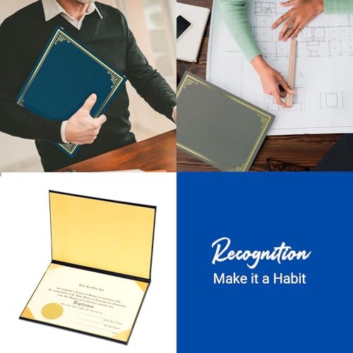 Geographics Vintage Certificate Holders 8.5" x 11", Tree-Free Diploma, & Certificate Covers, Document Award Folder, Certificate Holder with Gold Foil, Navy Blue, Pack of 5 - Image 5