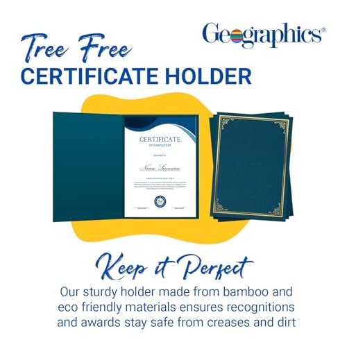 Geographics Vintage Certificate Holders 8.5" x 11", Tree-Free Diploma, & Certificate Covers, Document Award Folder, Certificate Holder with Gold Foil, Navy Blue, Pack of 5 - Image 2