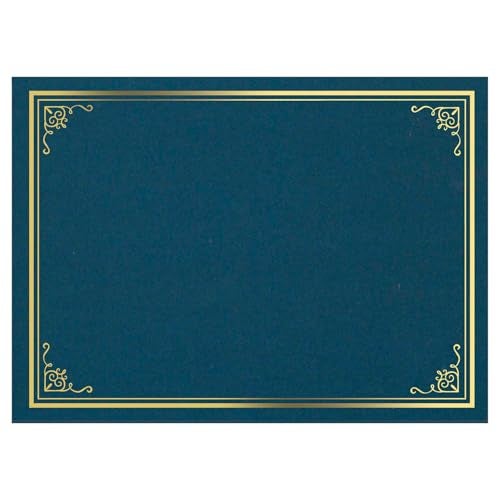 Geographics Vintage Certificate Holders 8.5" x 11", Tree-Free Diploma, & Certificate Covers, Document Award Folder, Certificate Holder with Gold Foil, Navy Blue, Pack of 5 - Image 1