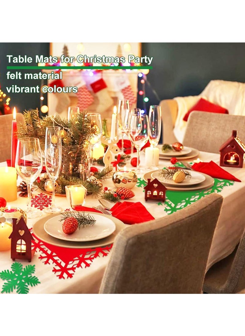 TAPIT - 12 PCS Snowflake Placemats Christmas Table Red Green Felt Place Mats Coaster for Xmas Party Winter Wedding Holiday Home Dinner Tableware Decoration - Image 1