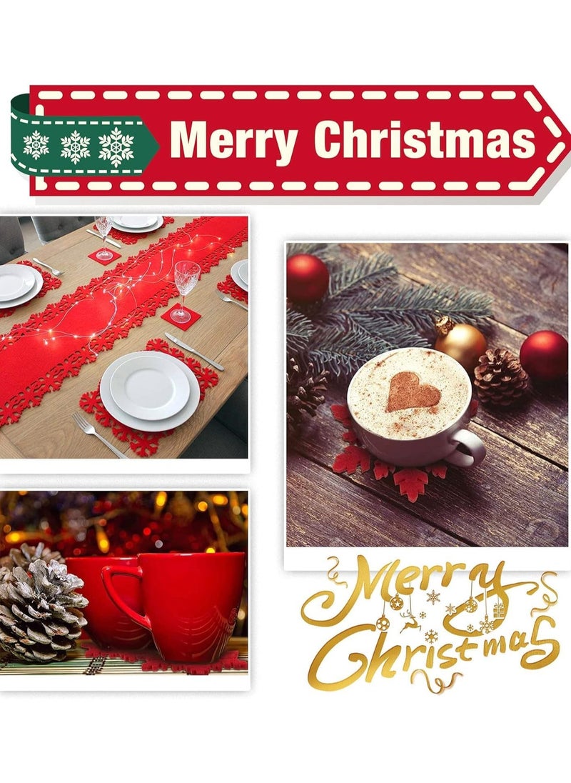 TAPIT - 12 PCS Snowflake Placemats Christmas Table Red Green Felt Place Mats Coaster for Xmas Party Winter Wedding Holiday Home Dinner Tableware Decoration - Image 1