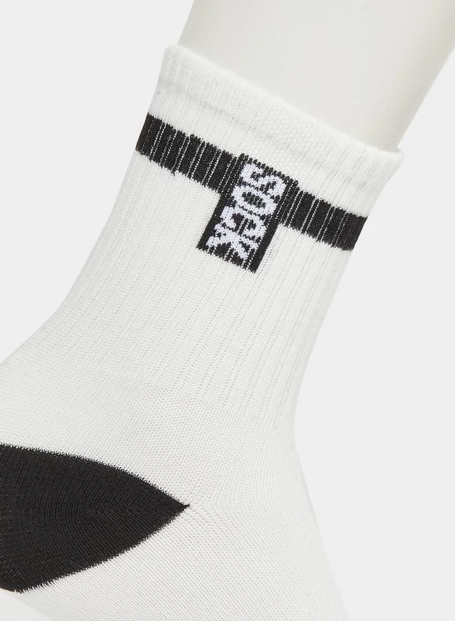 Styli Pack of 3 - Contrast Detail Cuff Crew Socks