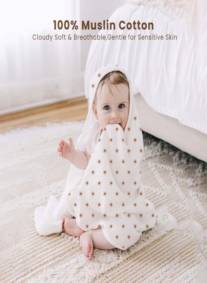TERI BERI Baby Muslin Hooded Towel, Soft and Hypoallergenic Baby Bath Towels with Hood for Toddler Infant Newborn, Large and Absorbent Toddler Towels for Baby Boy Girl (31 x 31 inch) (White Muslin) - Image 3