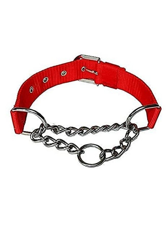طوق نصف سلسلة من النايلون قابل للتعديل للكلاب ونصف خنق من الفولاذ المقاوم للصدأ لجميع سلالات الكلاب والجراء، أحمر - صغير - 0.75 بوصة - Image 2