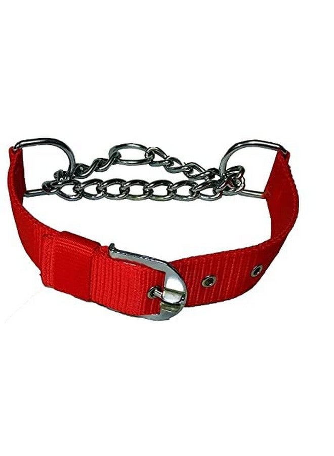 طوق نصف سلسلة من النايلون قابل للتعديل للكلاب ونصف خنق من الفولاذ المقاوم للصدأ لجميع سلالات الكلاب والجراء، أحمر - صغير - 0.75 بوصة - Image 1