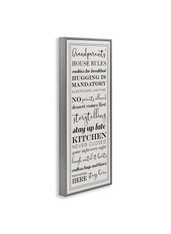 Stupell Industries Stupell Industries Grandparents House Rules, Design by Daphne Polselli Gray Framed Wall Art, 13x30, Beige  - Image 3