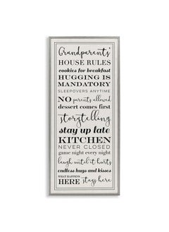 Stupell Industries Stupell Industries Grandparents House Rules, Design by Daphne Polselli Gray Framed Wall Art, 13x30, Beige  - Image 1