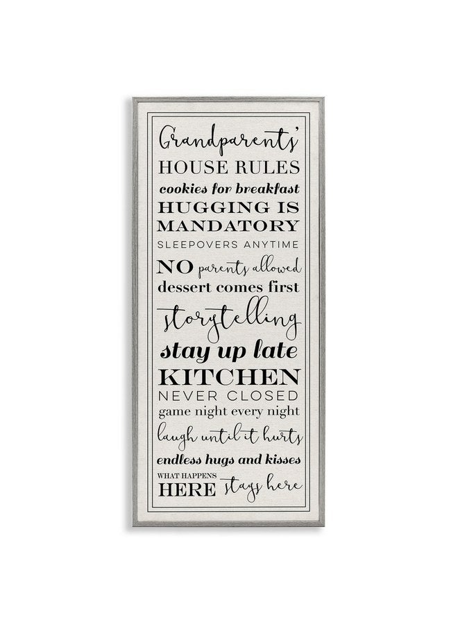 Stupell Industries Grandparents House Rules, Design by Daphne Polselli Gray Framed Wall Art, 13x30, Beige - Image 1