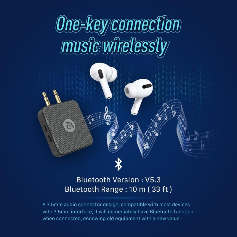 ADAM elements EVE II 2-in-1 Bluetooth Transmitter Receiver - Wireless Audio Adapter with Dual 3.5mm AUX Plugs - Image 2