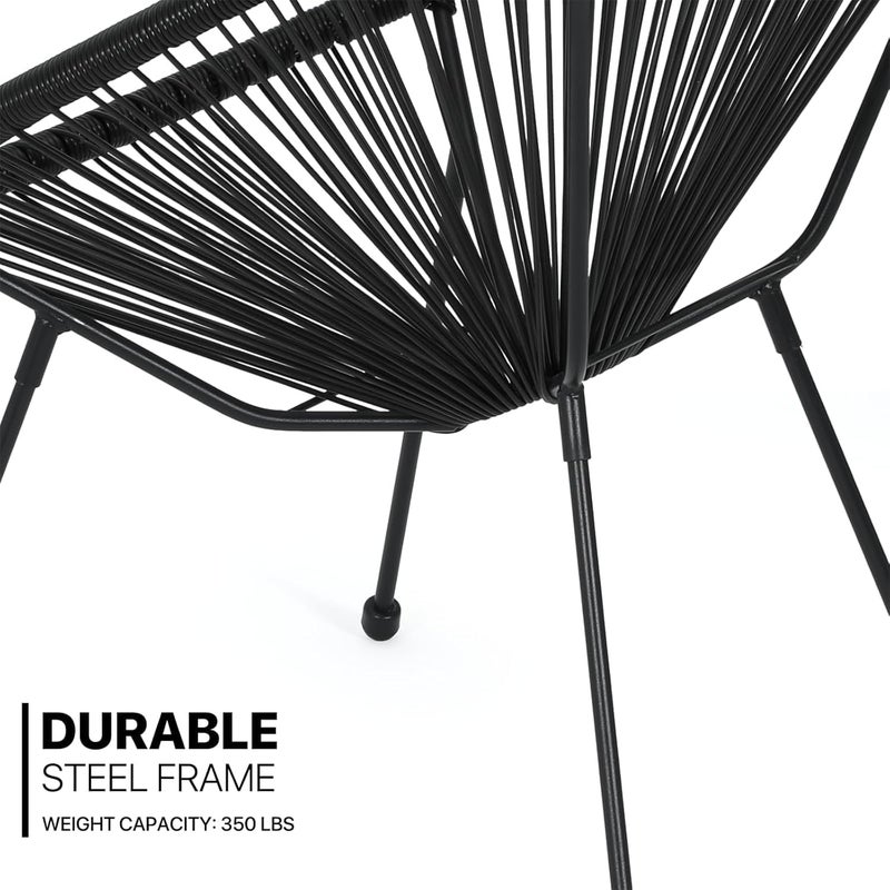 Harmony Home 3-Piece Outdoor Seating Set – 2 Acapulco Chairs & Glass Top Table, Garden, Balcony, Patio & Poolside Furniture - Image 4