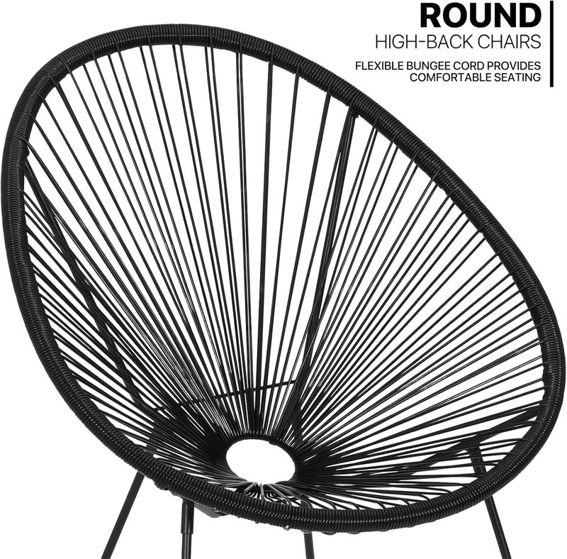 Harmony Home 3-Piece Outdoor Seating Set – 2 Acapulco Chairs & Glass Top Table, Garden, Balcony, Patio & Poolside Furniture - Image 5