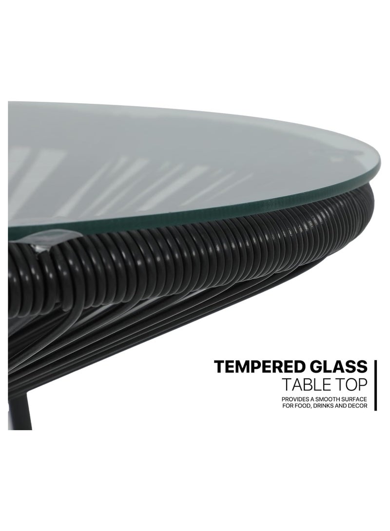 Harmony Home 3-Piece Outdoor Seating Set – 2 Acapulco Chairs & Glass Top Table, Garden, Balcony, Patio & Poolside Furniture - Image 2