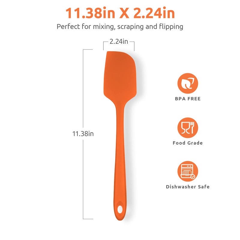 U-Taste Heat Resistant Silicone Large Spatula: U-Taste 600ÂºF High Heat Flexible 11.38in Silicon Mixing Stirring Cooking Scraping Baking Bowl Scraper Seamless Spreader for Kitchen Nonstick Cookware (Orange) - Image 2