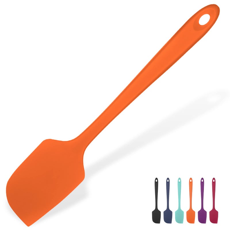 U-Taste Heat Resistant Silicone Large Spatula: U-Taste 600ÂºF High Heat Flexible 11.38in Silicon Mixing Stirring Cooking Scraping Baking Bowl Scraper Seamless Spreader for Kitchen Nonstick Cookware (Orange) - Image 1