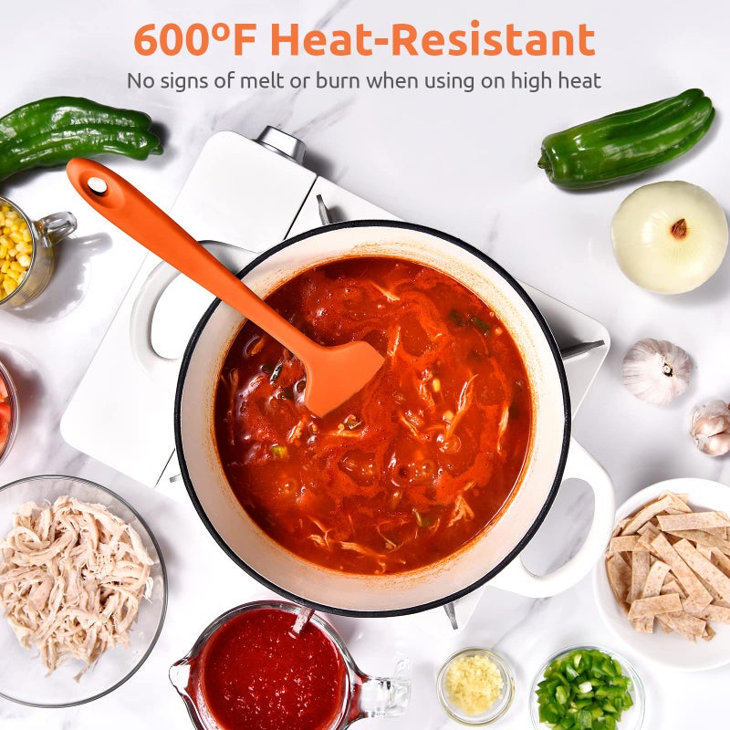U-Taste Heat Resistant Silicone Large Spatula: U-Taste 600ÂºF High Heat Flexible 11.38in Silicon Mixing Stirring Cooking Scraping Baking Bowl Scraper Seamless Spreader for Kitchen Nonstick Cookware (Orange) - Image 3