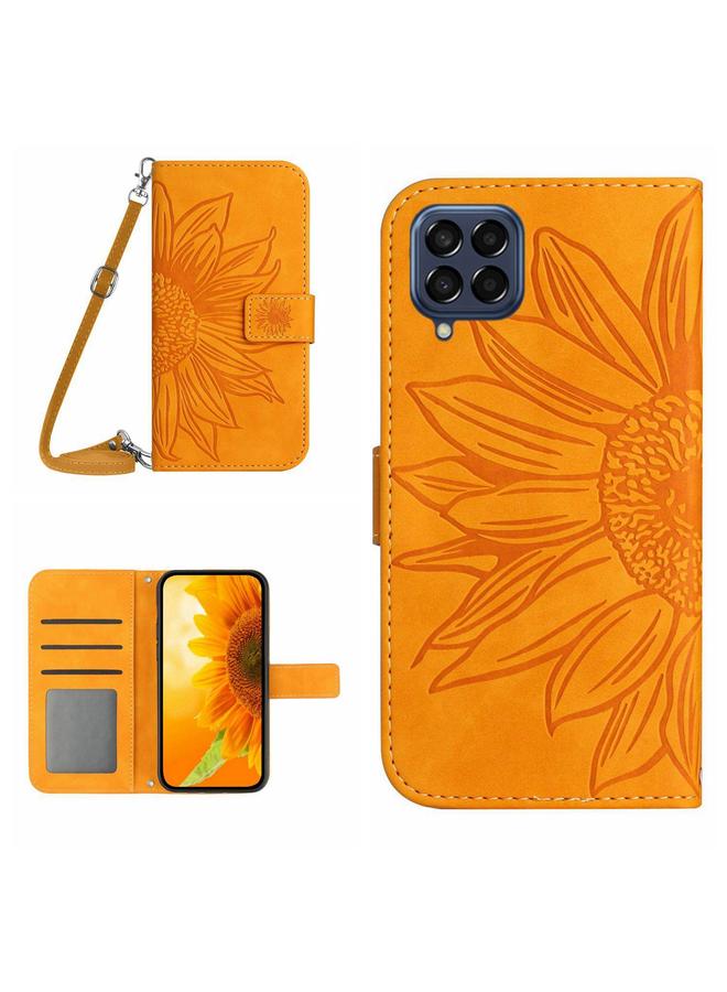 إيروريكس جراب لهاتف Samsung Galaxy M53 5G، جراب هاتف جلدي قلاب بنمط زهرة الشمس مع حبل تعليق - Image 1