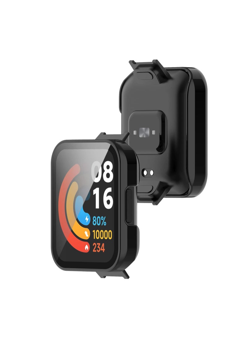 جراب زجاجي متوافق مع ملحقات جراب ساعة شاومي ريدمي 2 لايت الذكية، غطاء حماية كامل مقاوم للخدش في جميع أنحاء الكمبيوتر الصلب لساعة ريدمي 2 لايت، اسود - Image 5