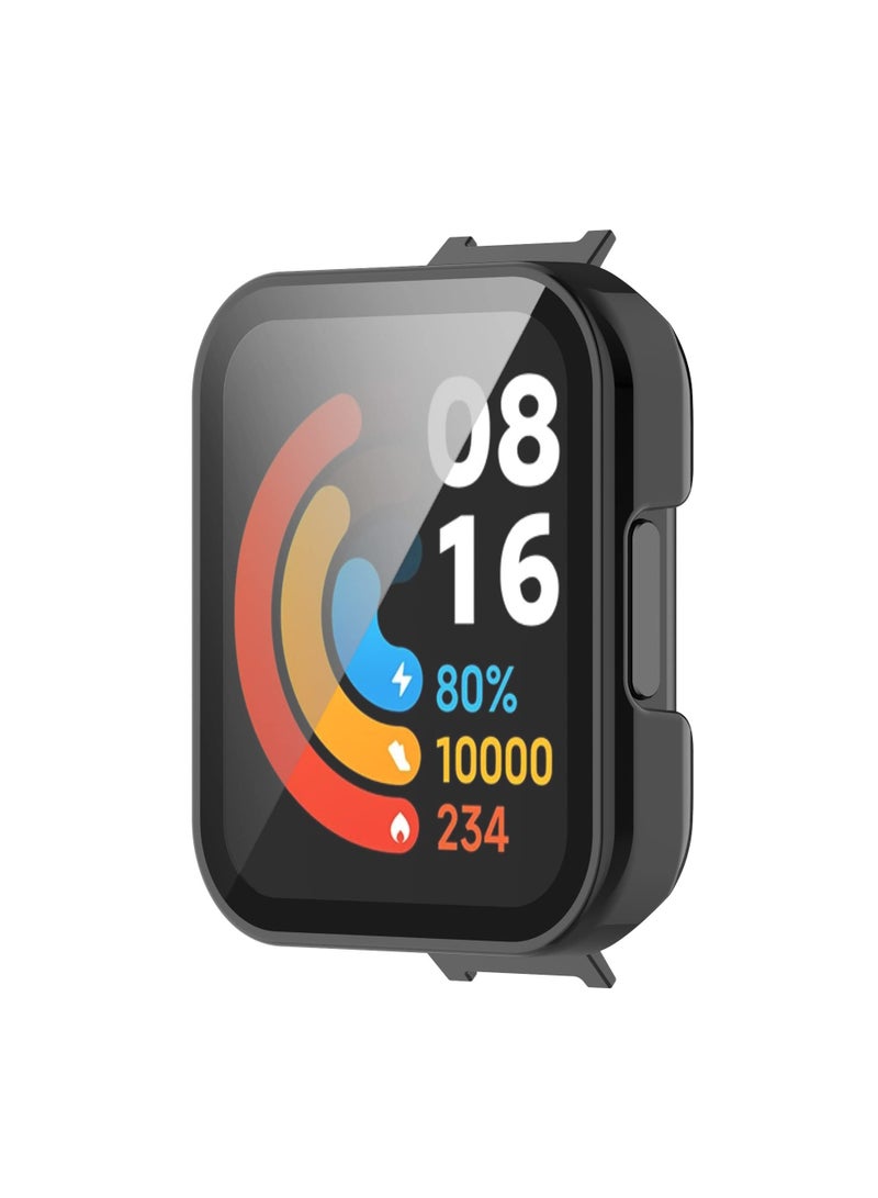 جراب زجاجي متوافق مع ملحقات جراب ساعة شاومي ريدمي 2 لايت الذكية، غطاء حماية كامل مقاوم للخدش في جميع أنحاء الكمبيوتر الصلب لساعة ريدمي 2 لايت، اسود - Image 2