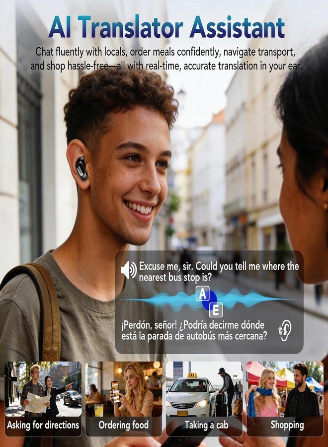 ميني سو سماعات أذن MINISO MS105 للترجمة في الوقت الحقيقي، 2026 سماعات أذن جديدة لمترجم اللغة AI 165، Audifonos Traductores Inglés Español، ترجمة وسادات الأذن لتعلم السفر - Image 5