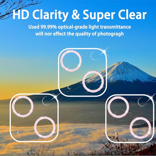 Dengduoduo 3 Pack Tempered Glass Camera Lens Protector for iPhone 15 6.1" & for iPhone 15 Plus 6.7", Bling Glitter, Ultra HD, 9H Hardness, Anti-Scratch, Case Friendly, Easy to Install - Image 3