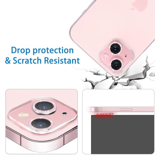 Dengduoduo 3 Pack Tempered Glass Camera Lens Protector for iPhone 15 6.1" & for iPhone 15 Plus 6.7", Bling Glitter, Ultra HD, 9H Hardness, Anti-Scratch, Case Friendly, Easy to Install - Image 5