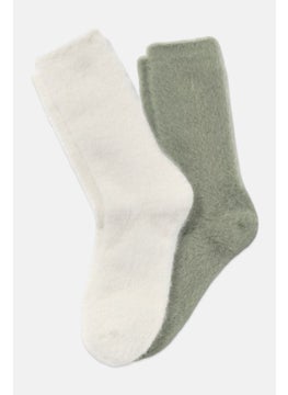 Tchibo Kids Girl 2 Pair High Cut Cozy Socks, White  - Image 2