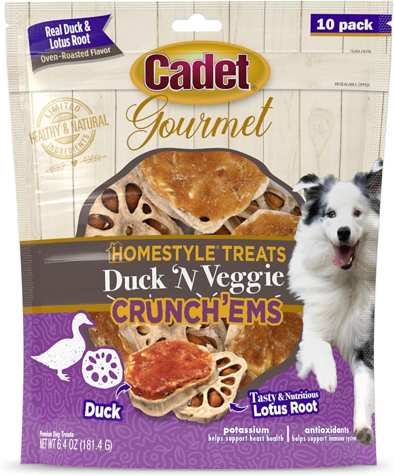 Cadet Gourmet Crunchems Homestyle Dog Treats Natural Dog Chews with Real Chicken and Lotus Root Duck N Veggie Flavor 10 Count Pack of 1 - Image 1