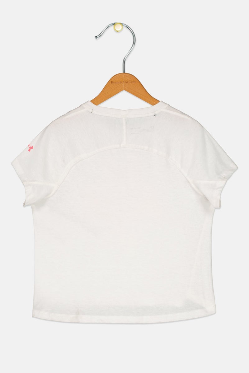UNDER ARMOUR Kids Girl Loose Fit Graphic Print T-Shirt, White - Image 3