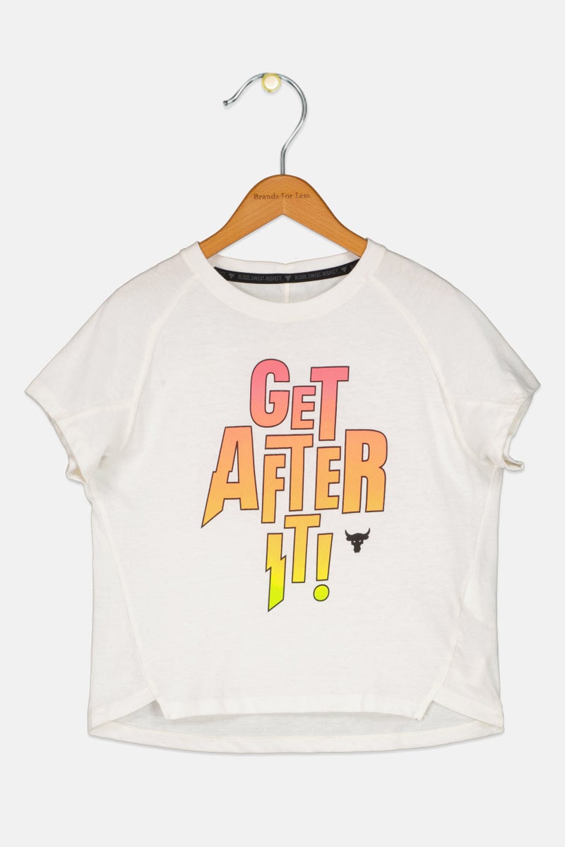 UNDER ARMOUR Kids Girl Loose Fit Graphic Print T-Shirt, White - Image 2